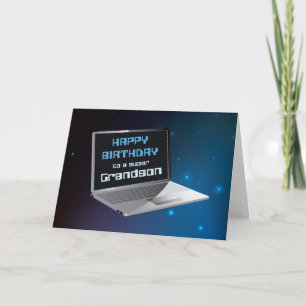 Grandson Birthday with Computer Card