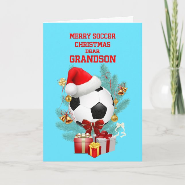 Grandson Christmas Soccer Holiday Card (Front)