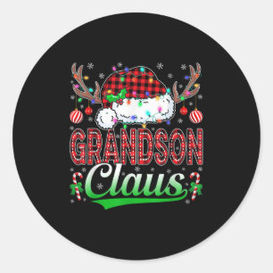 Grandson Claus Christmas Lights Matching Family Xm Classic Round Sticker