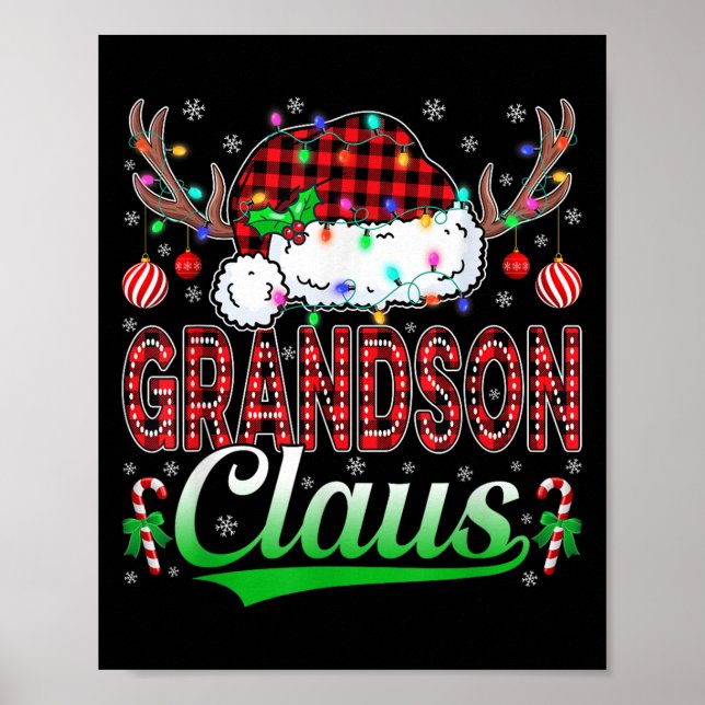 Grandson Claus Christmas Lights Matching Family Xm Poster (Front)