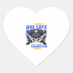 Grandson cop thin blue line grand son gift heart sticker