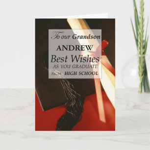 Grandson Custom Name High School Graduation Card