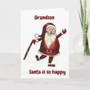 **GRANDSON** DANCING SANTA JUST FOR YOU CARD