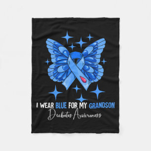 Grandson Diabetes Awareness Art Fleece Blanket