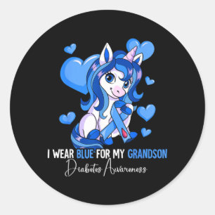 Grandson Diabetes Awareness Illustration Classic Round Sticker