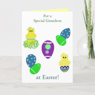 Grandson Easter Eggs Baby Chicks Holiday Card