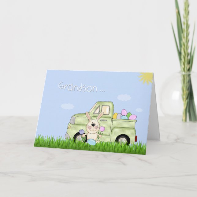 Grandson, Easter Truck Holiday Card (Front)