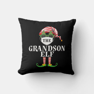 Grandson Elf Matching Christmas Cushion