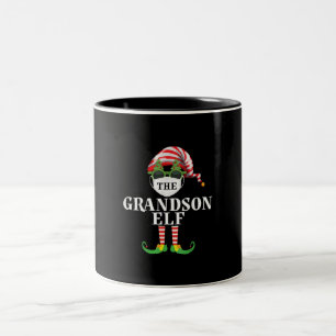 Grandson Elf Matching Christmas Two-Tone Coffee Mug