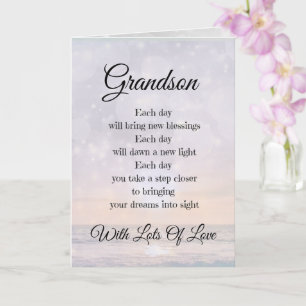 Grandson Encouragement Poem design Greeting Card