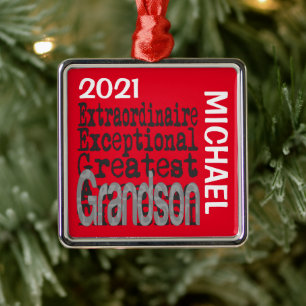 Grandson Extraordinaire CUSTOM Metal Tree Decoration