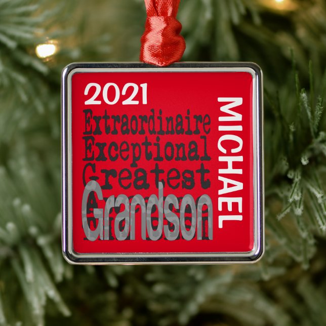 Grandson Extraordinaire CUSTOM Metal Tree Decoration (Tree)