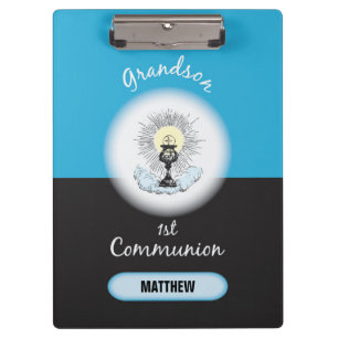 Grandson First Communion, Blue Cup Clipboard