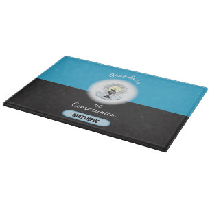 Grandson First Communion, Blue Cup Cutting Board