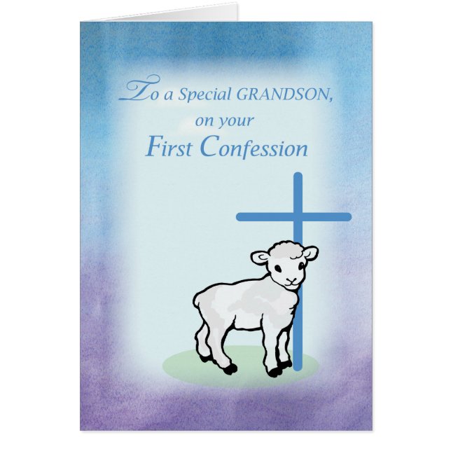 Grandson First Confession, Lamb, Cross (Front)