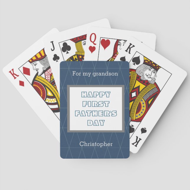 Grandson First Father's Day Playing Cards (Back)
