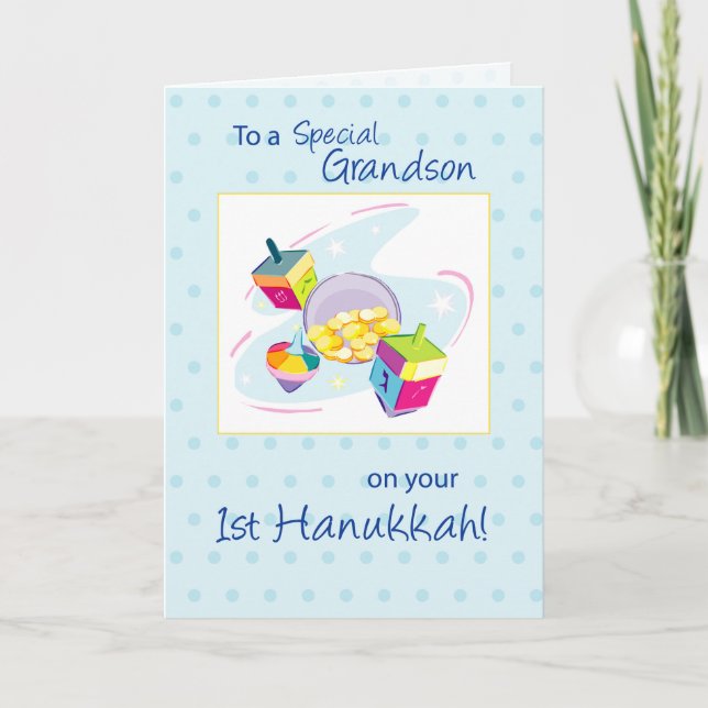 Grandson First Hanukkah Holiday Card (Front)