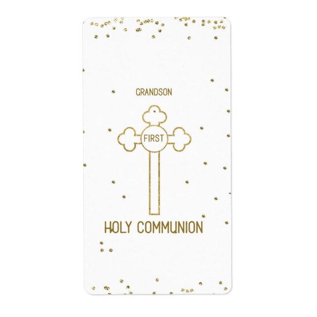 Grandson First Holy Communion Gold Look Cross (Front)