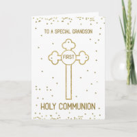 Grandson First Holy Communion Gold Look Cross