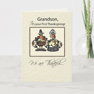 Grandson First Thanksgiving Turkey Family Holiday Card