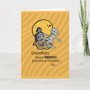 Grandson, Frightful Mummy Halloween Card