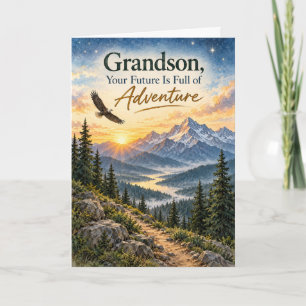 Grandson Future Adventure Mountain Birthday Card