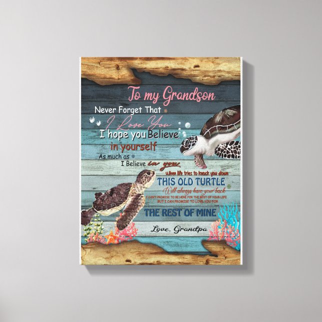 Grandson Gift | Letter To My Grandson From Grandpa Canvas Print (Front)