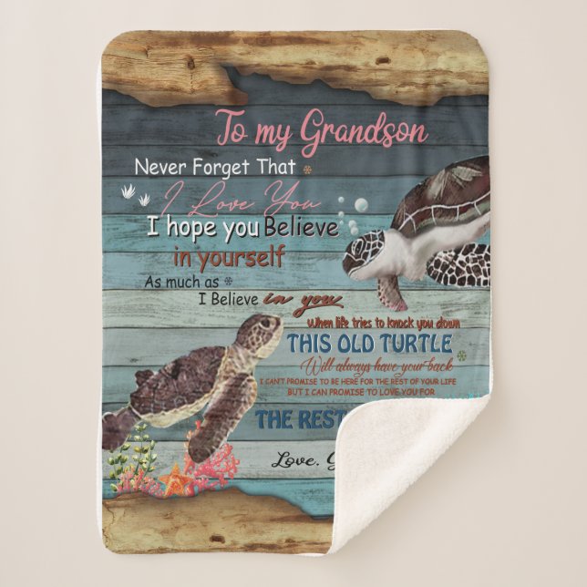 Grandson Gift | Letter To My Grandson From Grandpa Sherpa Blanket (Front)