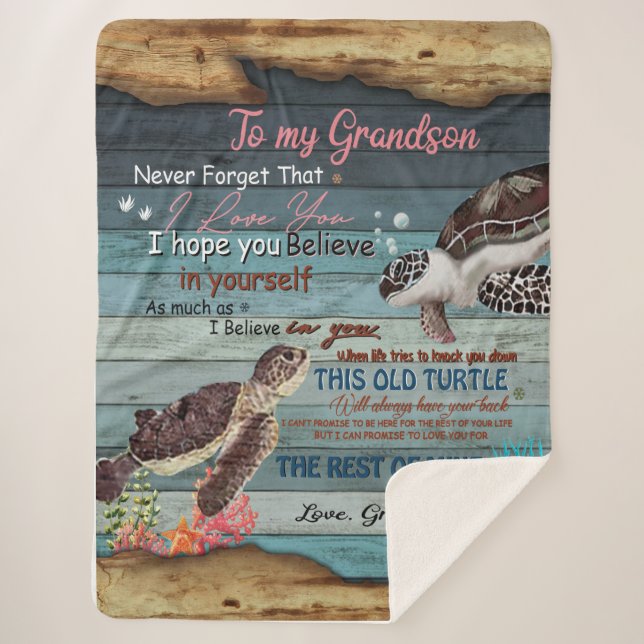 Grandson Gift | Letter To My Grandson From Grandpa Sherpa Blanket (Front)