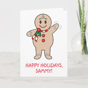 Grandson Gingerbread Boy Name Customisable Holiday Card