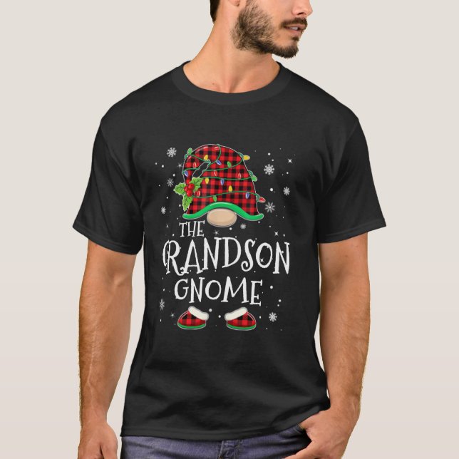 Grandson Gnome Red Plaid Matching Family Christmas T-Shirt (Front)