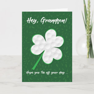 Grandson Golf Sports St. Patrick’s Day Shamrock Card