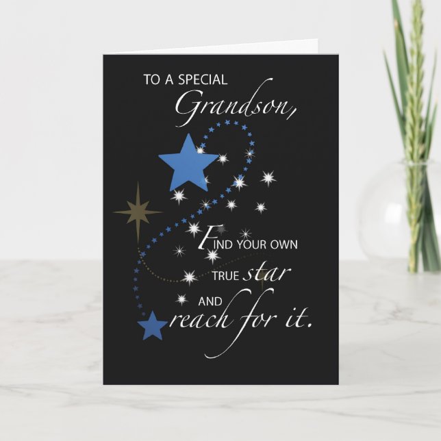 Grandson Graduation Star Congratulations Card (Front)