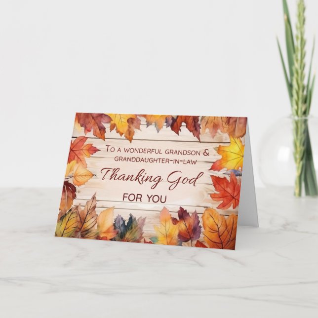 Grandson Granddaughter-in-Law Thanksgiving God Card (Front)