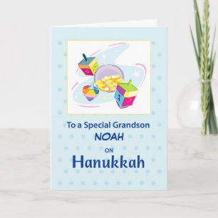 Grandson Hanukkah Blue Dreidel Card