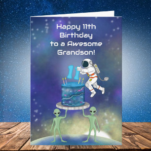 Grandson Happy 11th Birthday Astronaut with Cool  Card