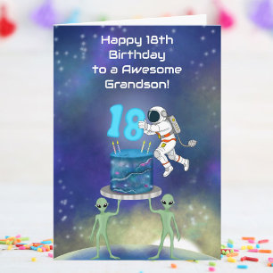 Grandson Happy 18th Birthday Astronaut with Cool  Card