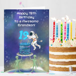 Grandson Happy 19th Birthday Astronaut with Cool  Card<br><div class="desc">Send him into his final teen year with this fun and vibrant 19th birthday card for a grandson,  featuring a playful astronaut,  cosmic cake,  and colorful galaxy backdrop. Designed for young adults who still enjoy a sense of wonder,  this unique card celebrates nineteen with energy,  creativity,  and excitement.</div>