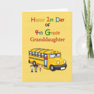 Grandson Happy 1st Day of 4th Grade Bus Card