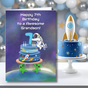 Grandson Happy 7th Birthday Astronaut with Cool  Card