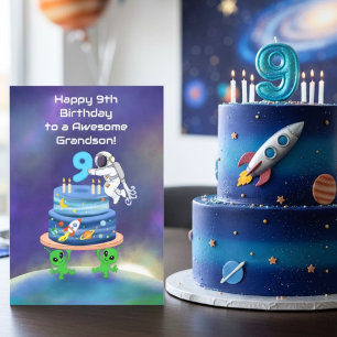 Grandson Happy 9th Birthday Astronaut with Cool  Card