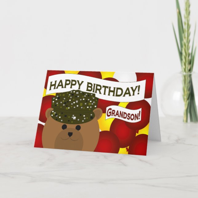 Grandson - Happy Birthday Army Soldier! Card (Front)