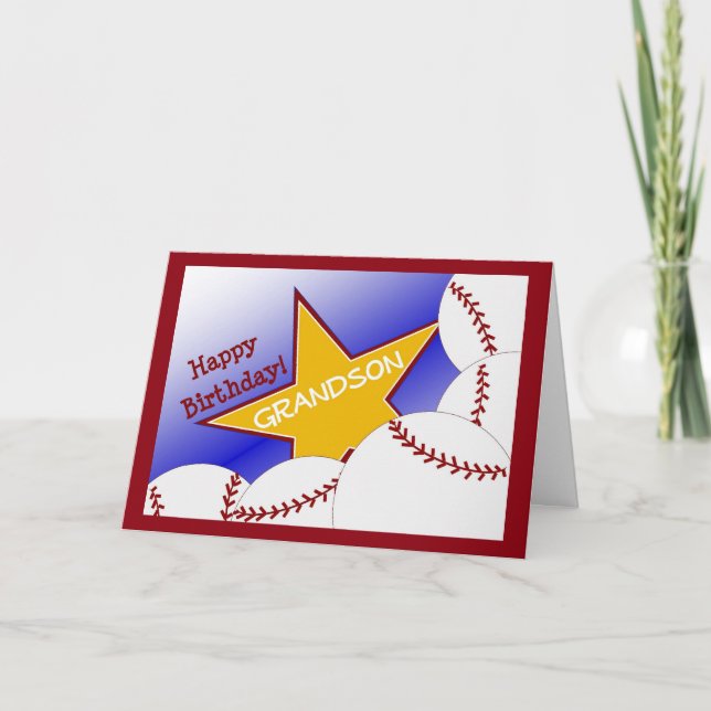 Grandson - Happy Birthday Baseball Loving Grandson Card (Front)