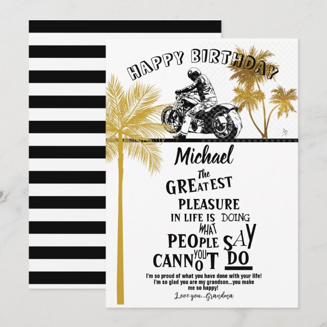 Grandson Happy Birthday Motorcycle Proud  Invitation (Front/Back)