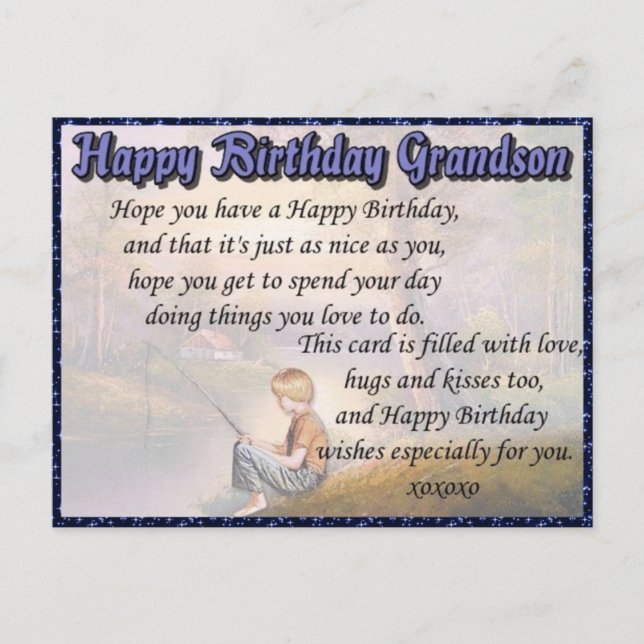 Grandson Happy Birthday Postcard (Front)