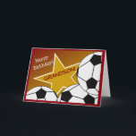 Grandson - Happy Birthday Soccer Loving Grandson Card<br><div class="desc">Fun card to wish your soccer loving grandson a happy birthday. Add a picture of your grandson wearing his favourite soccer team's uniform to the inside of the card for an extra special touch.</div>