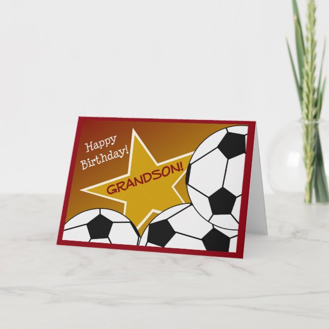 Grandson - Happy Birthday Soccer Loving Grandson Card (Front)
