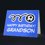 Grandson Happy Birthday soccer sport greeting card<br><div class="desc">Grandson Happy Birthday soccer sport greeting card.
Cute kids card with sporty design for boy or girl.
Personalise with custom name and background colour.
Cheerful card for son,  grandchild,  grandchildren,  daughter,  granddaughter,  children etc.
Also available as big oversized cards.</div>