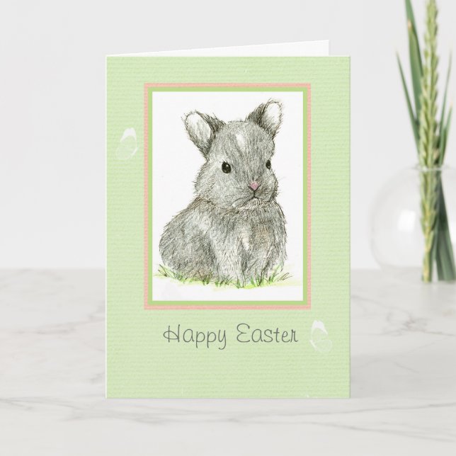 Grandson Happy Easter Baby Rabbit  Holiday Card (Front)