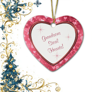 Grandson Heart Keepsake Ceramic Tree Decoration